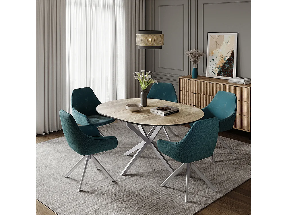 Table de salle à manger chêne rustique/gris 120x120x76.3 loyd