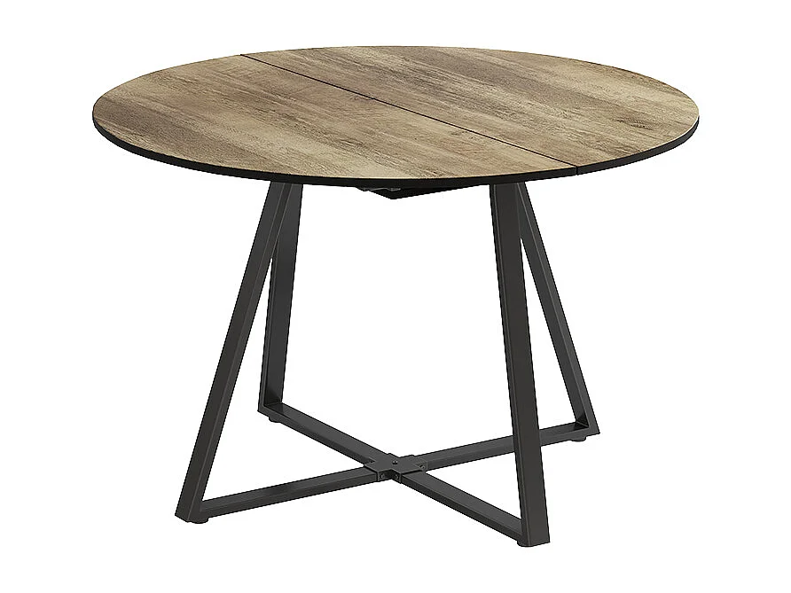 Table de salle à manger chêne rustique/noir 120x120x75.8 loyd