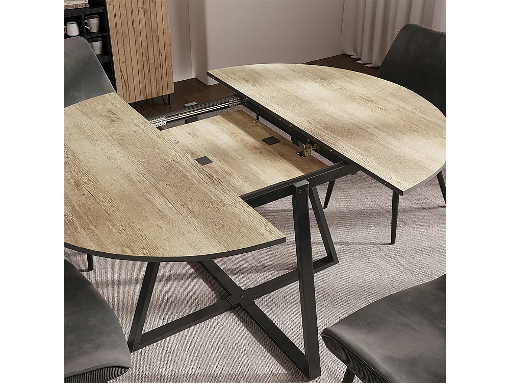 Table de salle à manger chêne rustique/noir 120x120x75.8 loyd