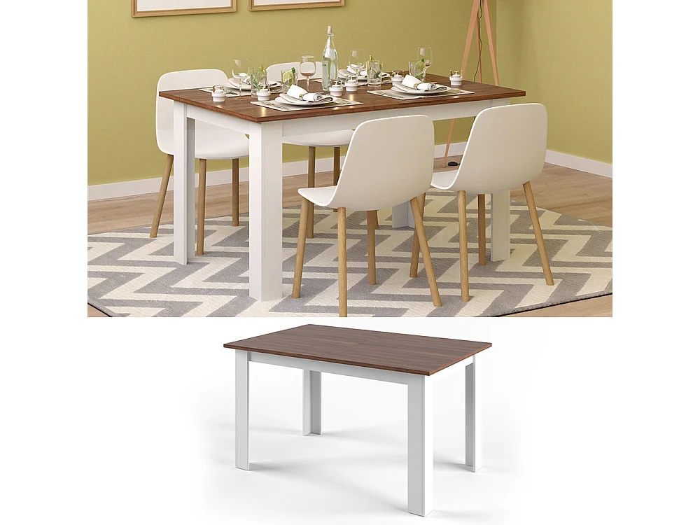 Table de salle à manger noyer 140x90x76 karlos