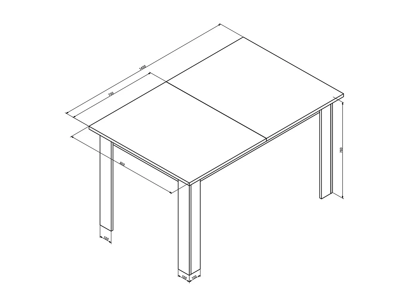 Table de salle à manger noyer 140x90x76 karlos