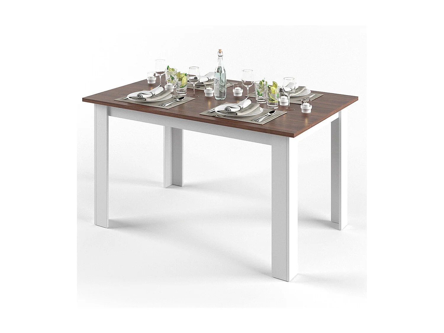 Table de salle à manger noyer 140x90x76 karlos