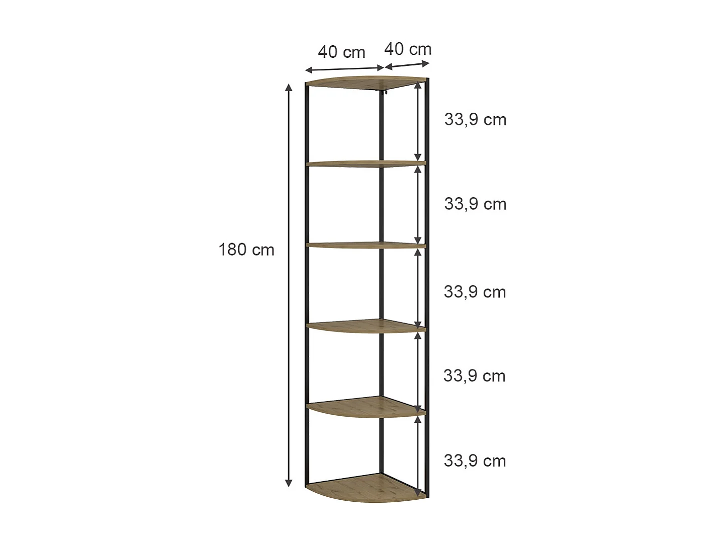 Estante de pared roble 40x40x180 fyrk