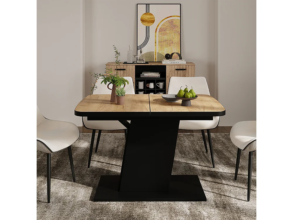 Table de salle à manger chêne doré/noir 120x80x77.3 fenaro