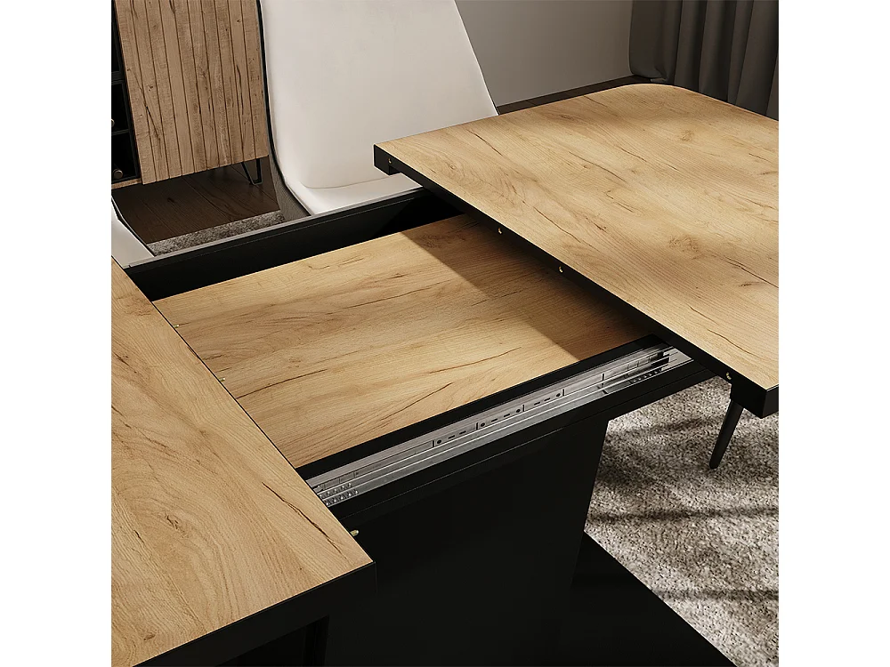 Table de salle à manger chêne doré/noir 120x80x77.3 fenaro