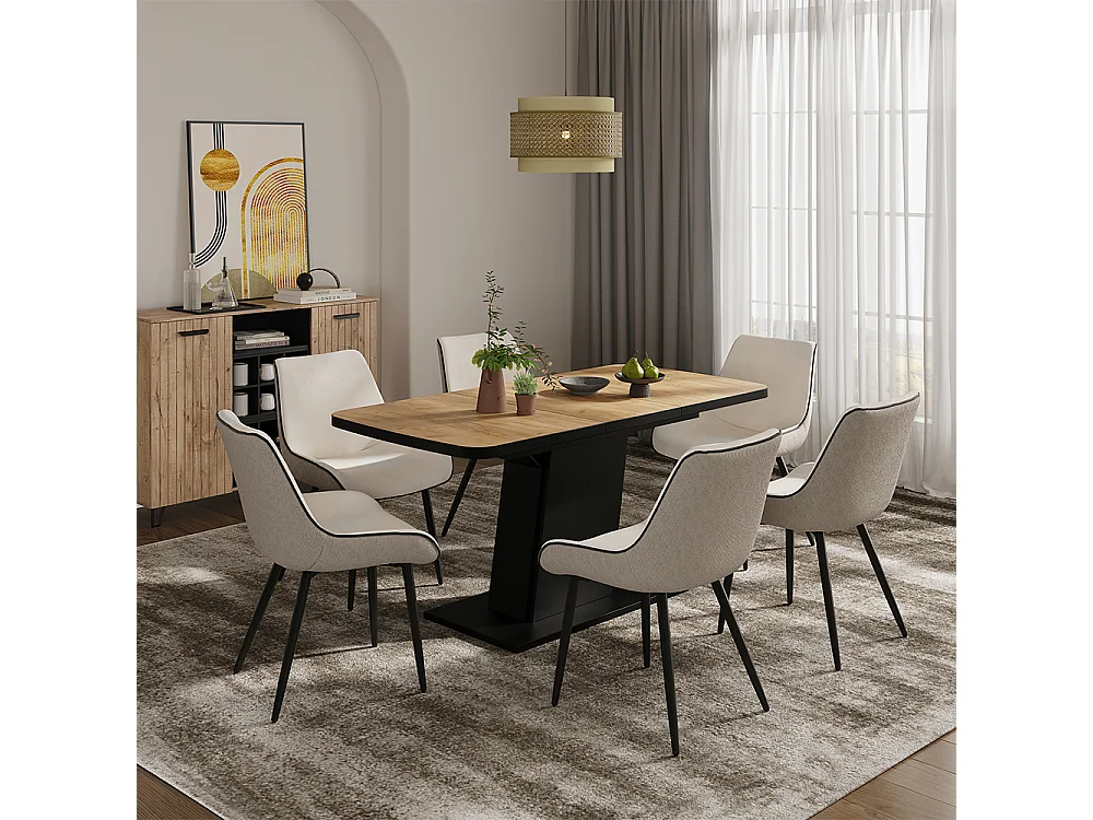 Table de salle à manger chêne doré/noir 120x80x77.3 fenaro