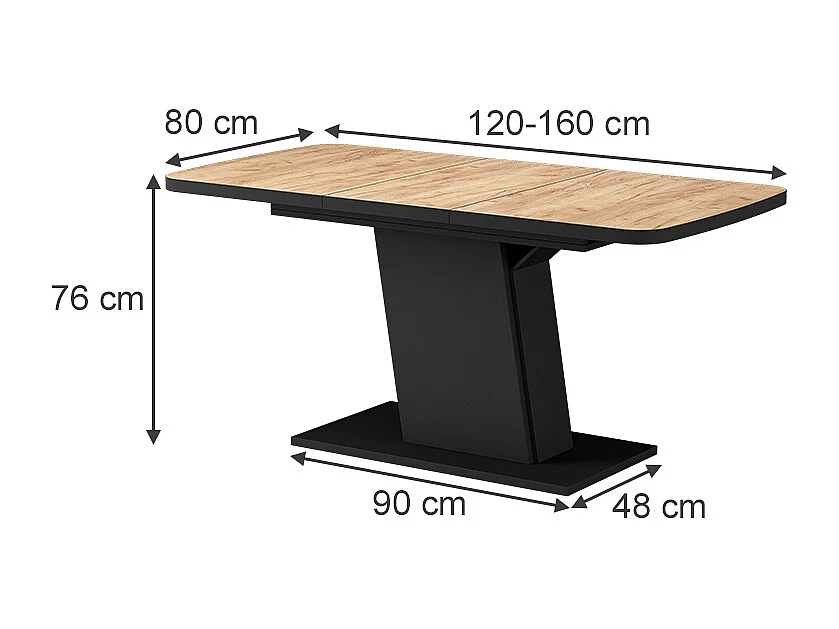 Table de salle à manger chêne doré/noir 120x80x77.3 fenaro