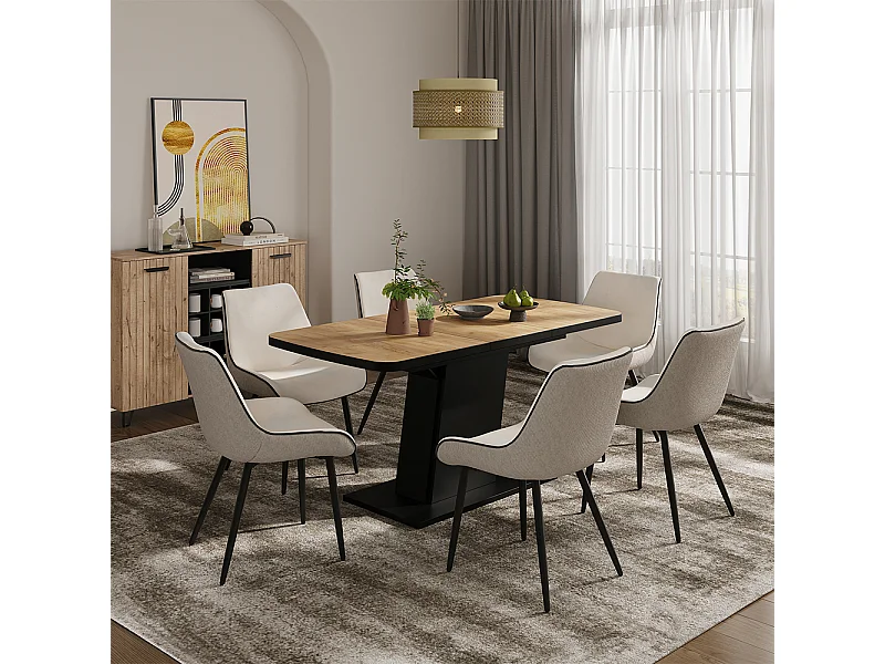 Esstisch goldkraft eiche/schwarz 120x80x77.3 fenaro