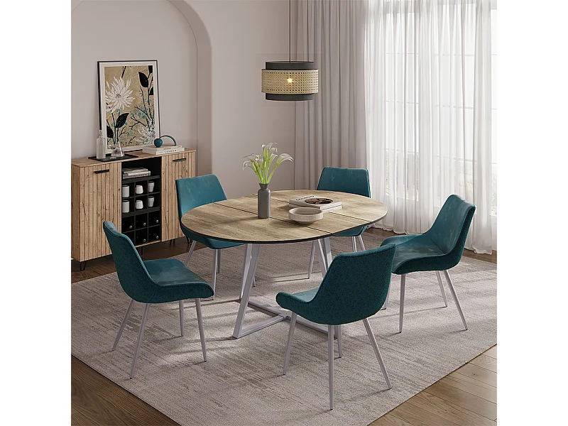 Table de salle à manger chêne rustique/gris 120x120x75.8 loyd