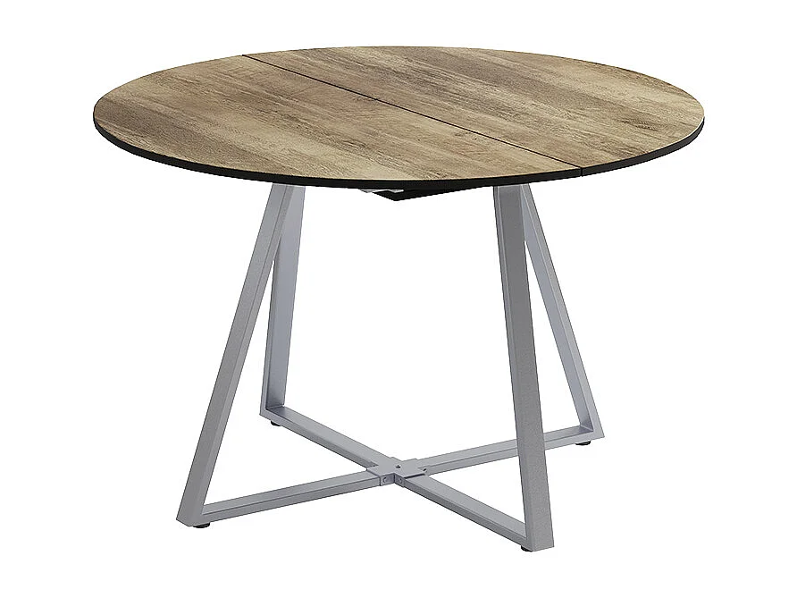 Table de salle à manger chêne rustique/gris 120x120x75.8 loyd