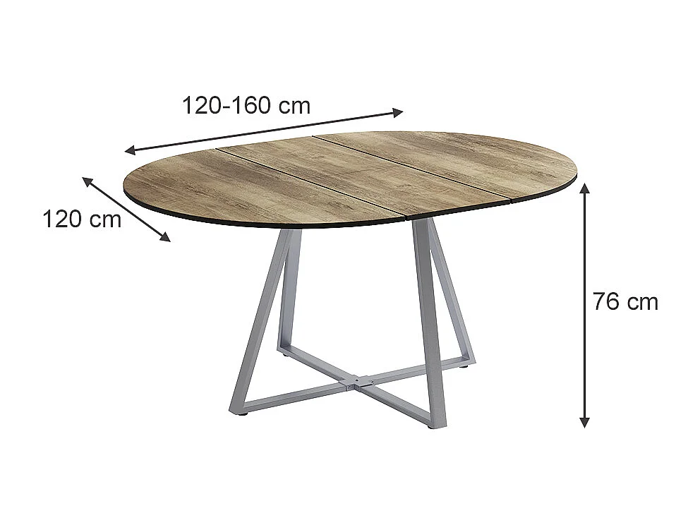 Table de salle à manger chêne rustique/gris 120x120x75.8 loyd
