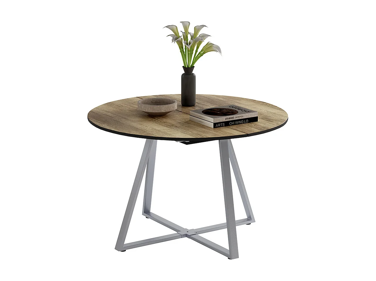 Table de salle à manger chêne rustique/gris 120x120x75.8 loyd