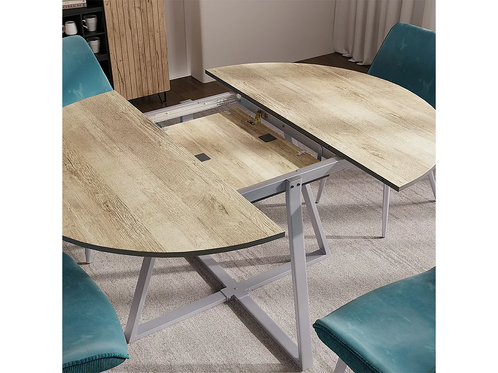 Table de salle à manger chêne rustique/gris 120x120x75.8 loyd