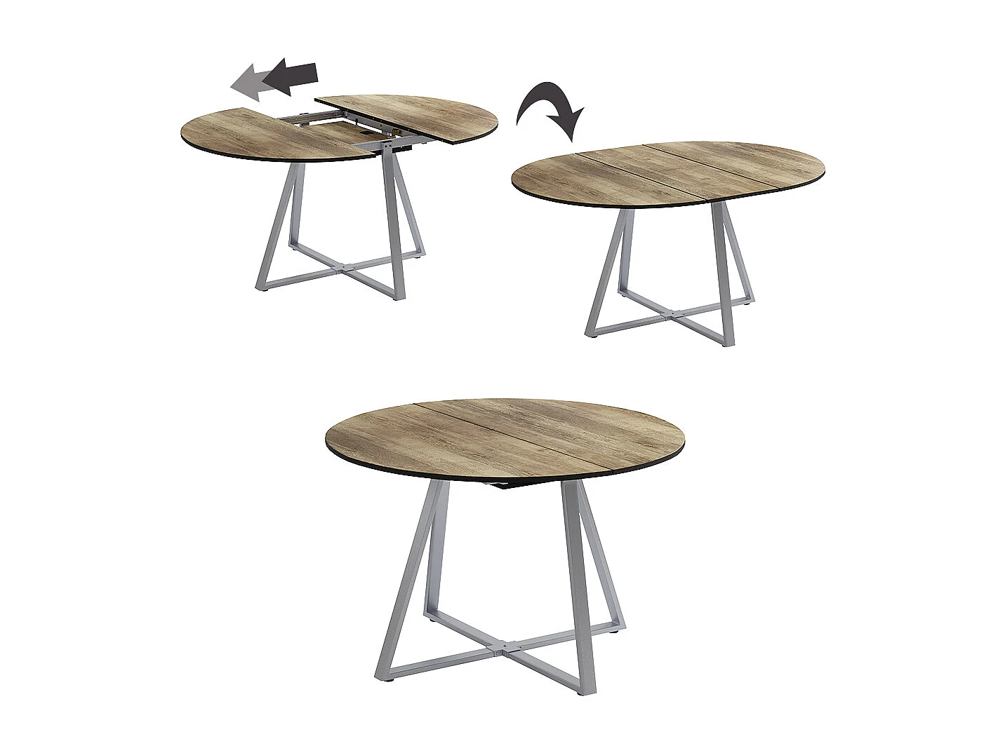 Table de salle à manger chêne rustique/gris 120x120x75.8 loyd