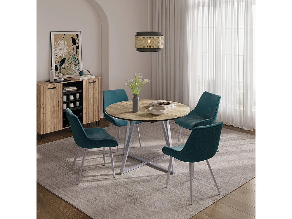 Table de salle à manger chêne rustique/gris 120x120x75.8 loyd