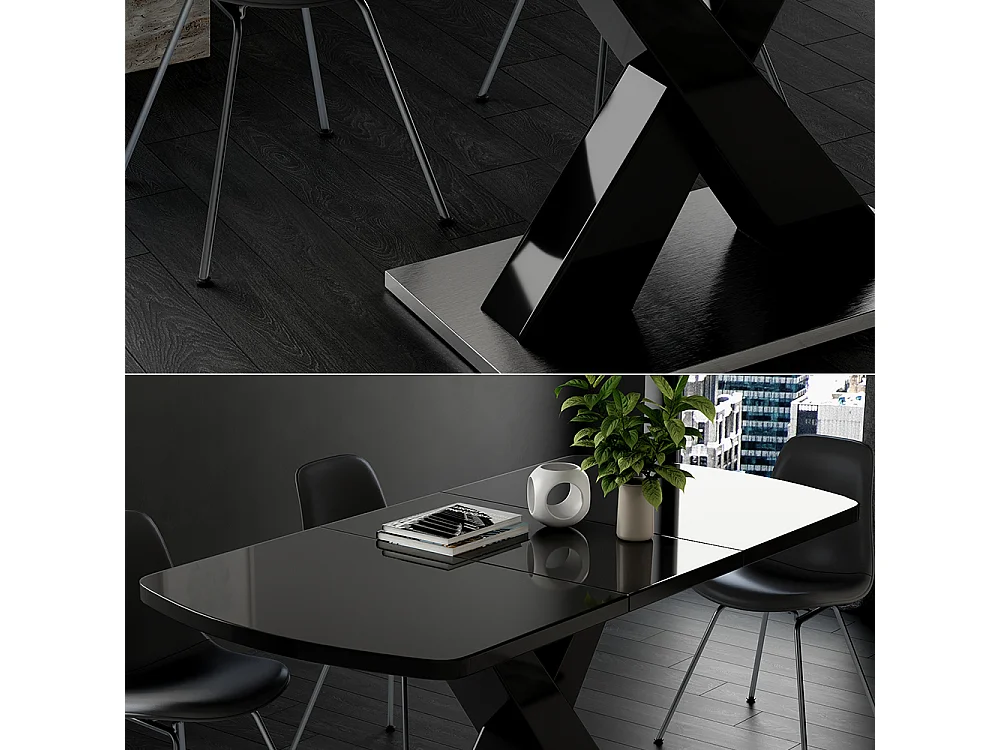 table de salle à manger noir 120x80x76 chinto