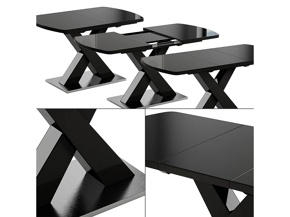 table de salle à manger noir 120x80x76 chinto