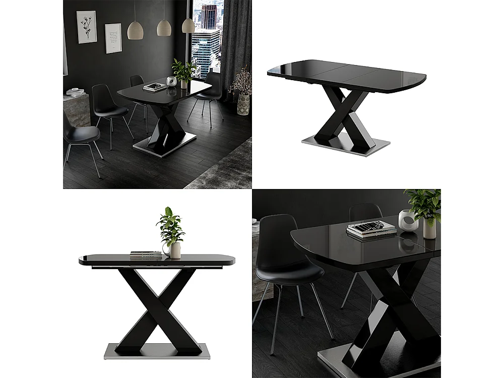 table de salle à manger noir 120x80x76 chinto