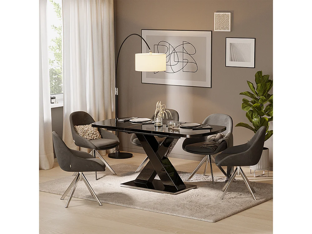 table de salle à manger noir 120x80x76 chinto
