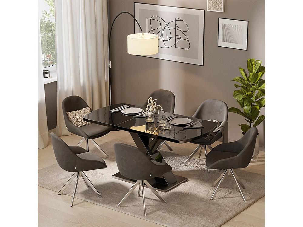 table de salle à manger noir 120x80x76 chinto