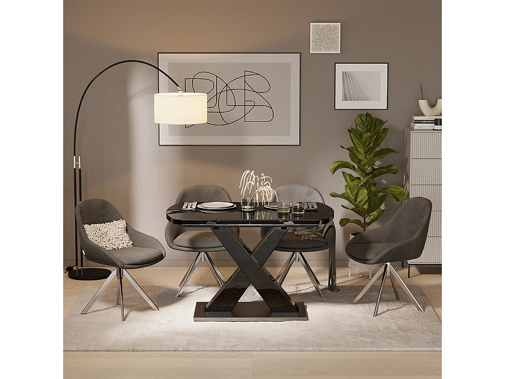 table de salle à manger noir 120x80x76 chinto