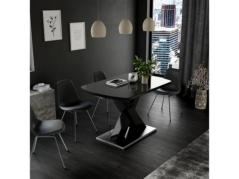 table de salle à manger noir 120x80x76 chinto