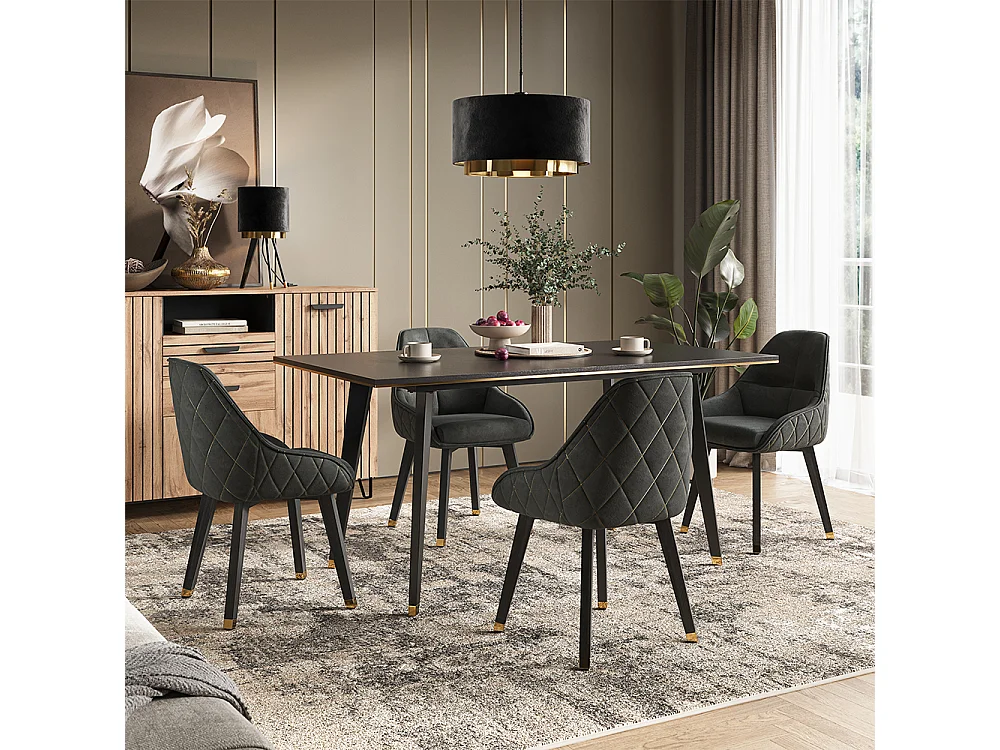 Table de salle à manger noir 200x90x77 goldamo