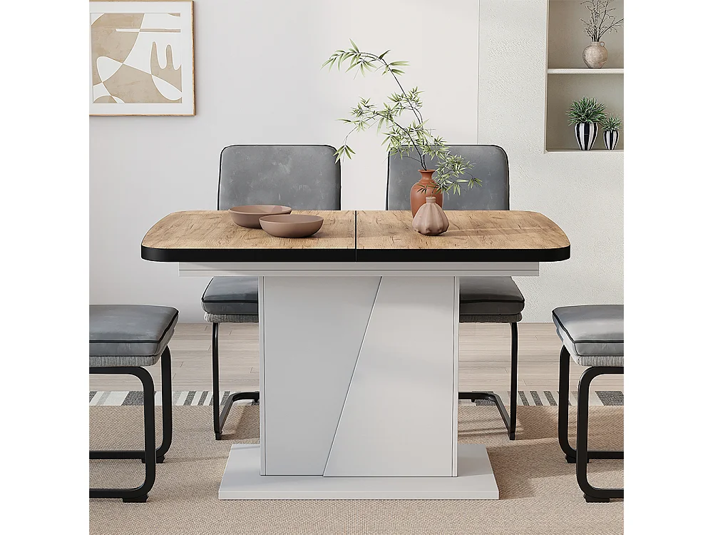 Table de salle à manger chêne doré/blanc 120x80x77.3 fenaro