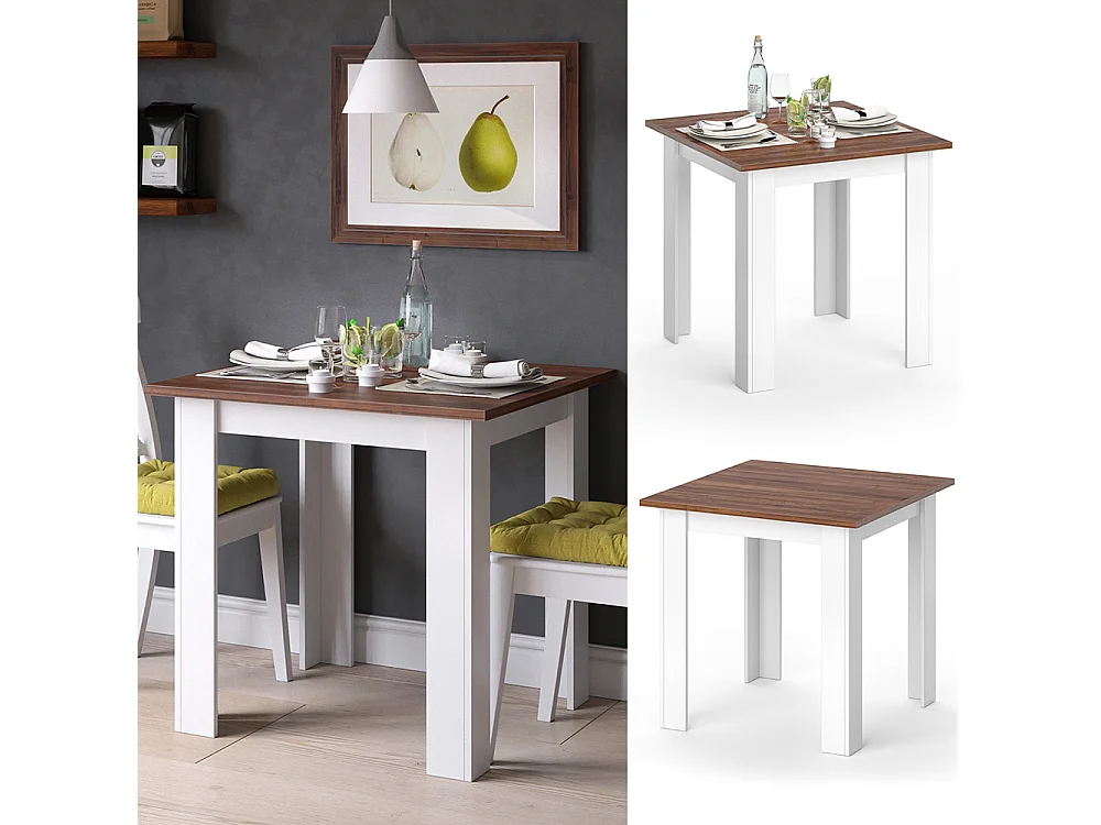 Table de salle à manger noyer 80x80x76.6 karlos