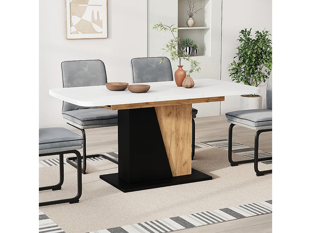 Table de salle à manger chêne blanc/force de lor 120x80x77.3 fenaro