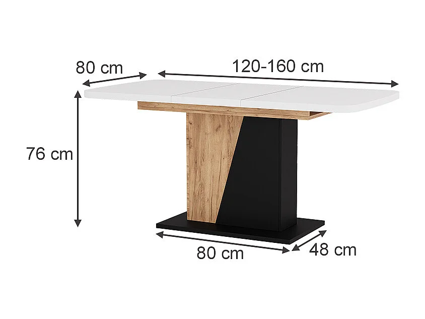 Table de salle à manger chêne blanc/force de lor 120x80x77.3 fenaro