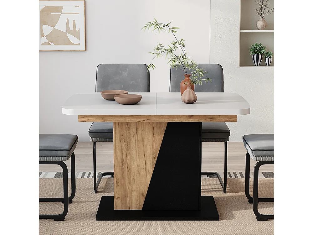 Table de salle à manger chêne blanc/force de lor 120x80x77.3 fenaro