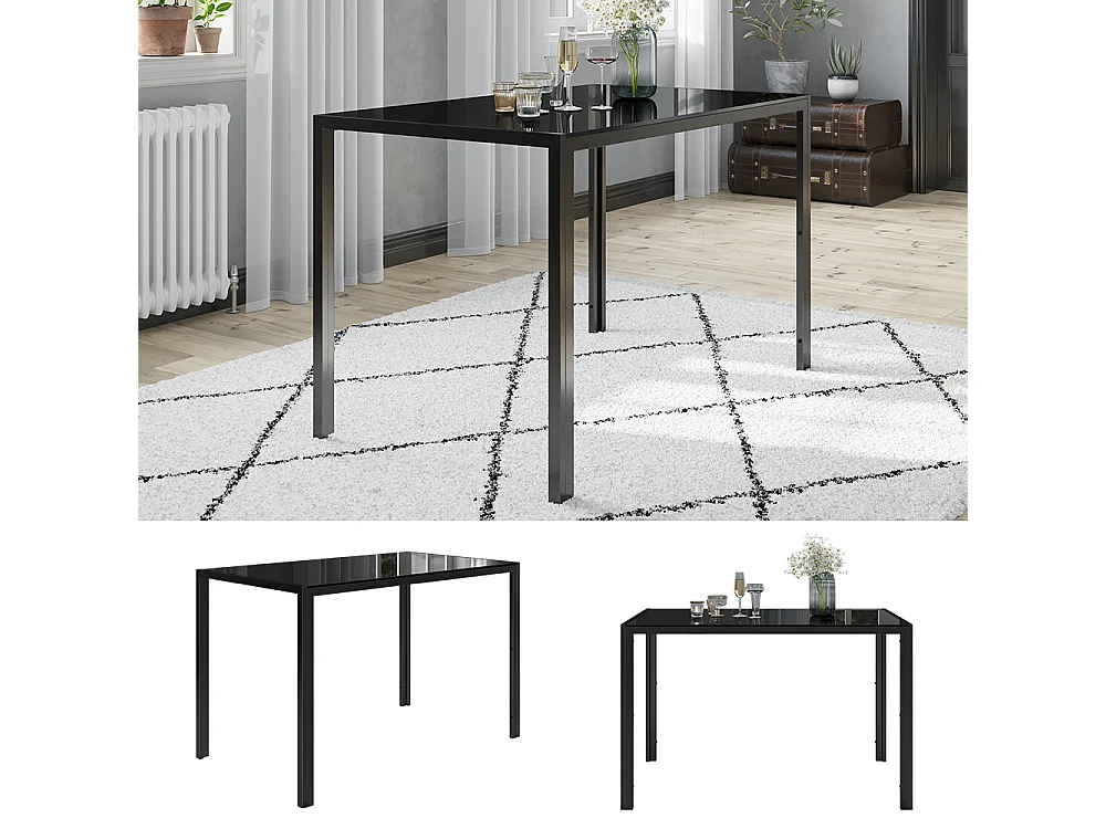 Table à manger noir 120x70x75 grand