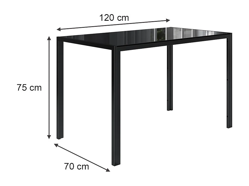 Table à manger noir 120x70x75 grand