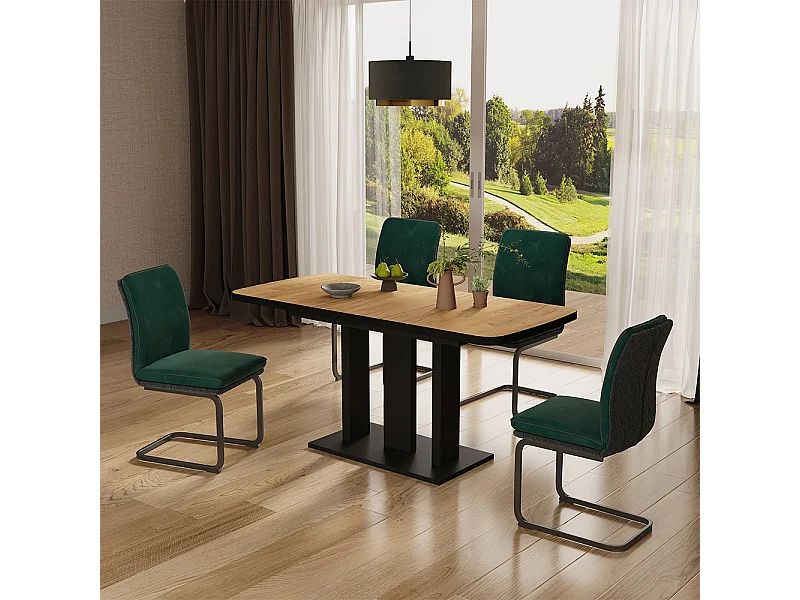 Table de salle à manger chêne doré/noir 120x80x77.3 fenaro