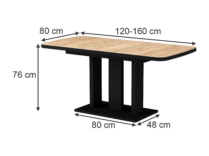Table de salle à manger chêne doré/noir 120x80x77.3 fenaro