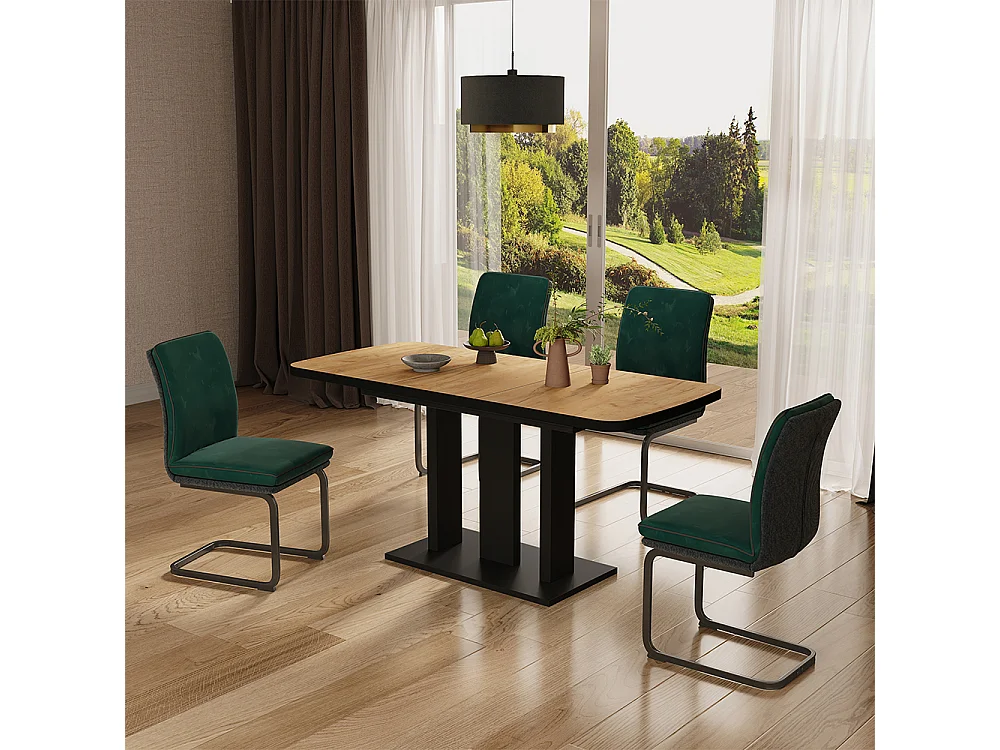 Table de salle à manger chêne doré/noir 120x80x77.3 fenaro