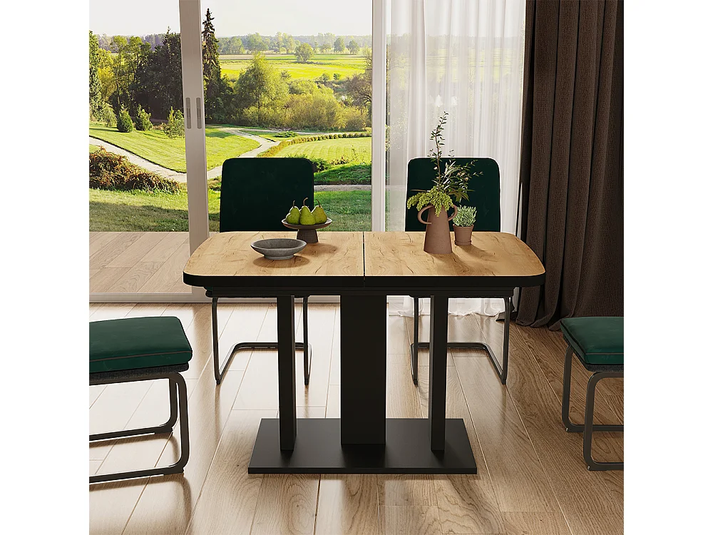 Table de salle à manger chêne doré/noir 120x80x77.3 fenaro