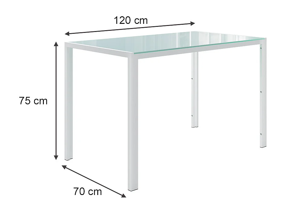 Table de salle à manger blanc 120x70x75 grand