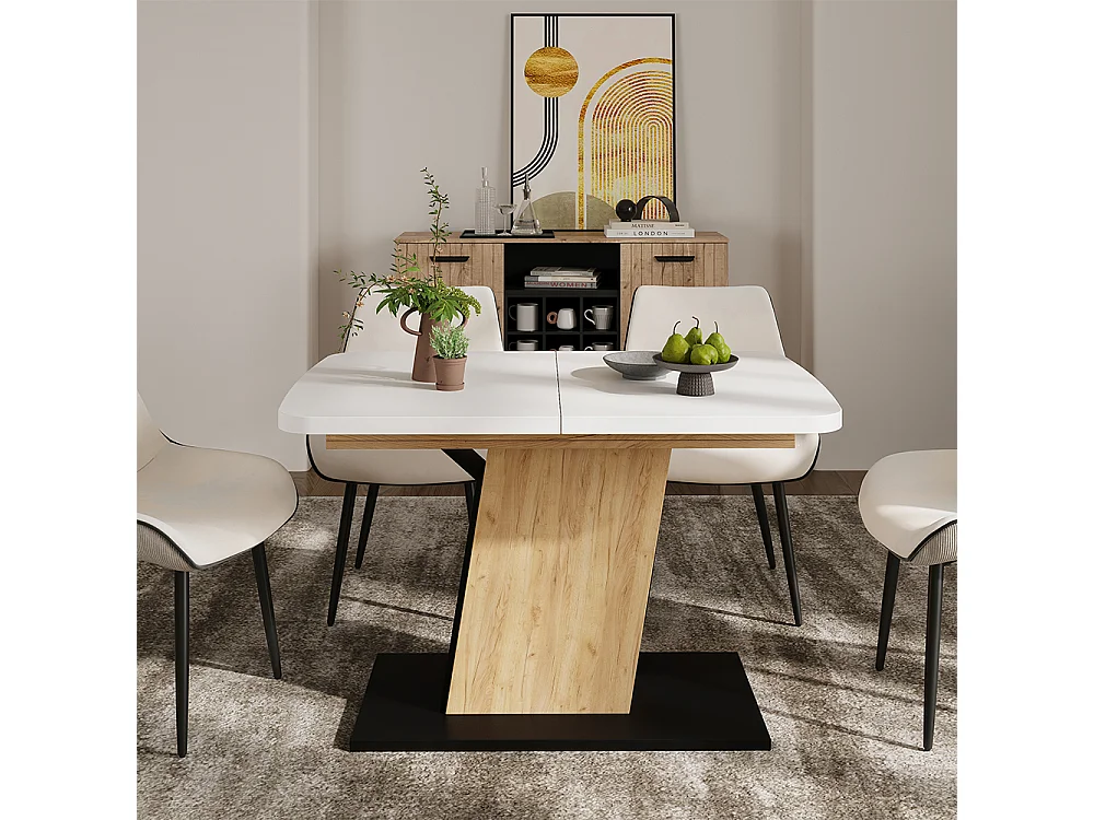 Table de salle à manger chêne blanc/force de lor 120x80x77.3 fenaro