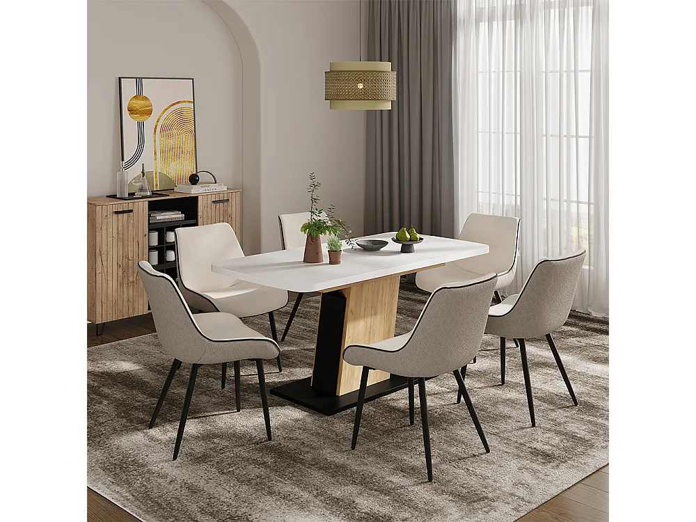 Table de salle à manger chêne blanc/force de lor 120x80x77.3 fenaro