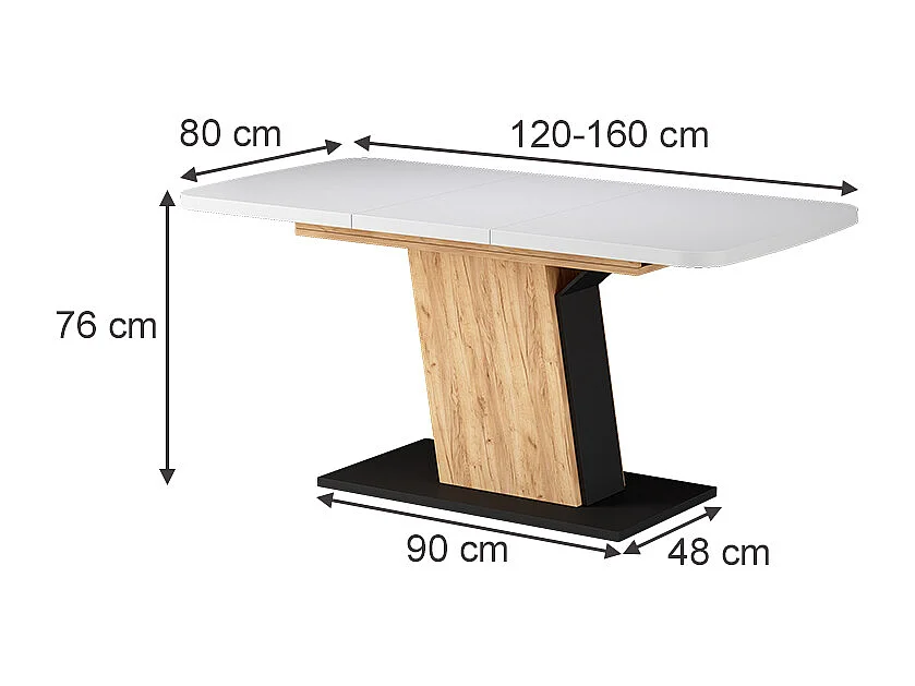 Esstisch weiß/goldkraft eiche 120x80x77.3 fenaro