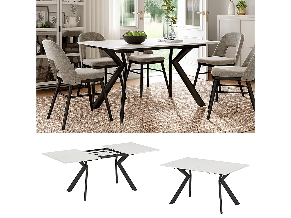 Table de salle à manger blanc/noir 140x90x76 trill