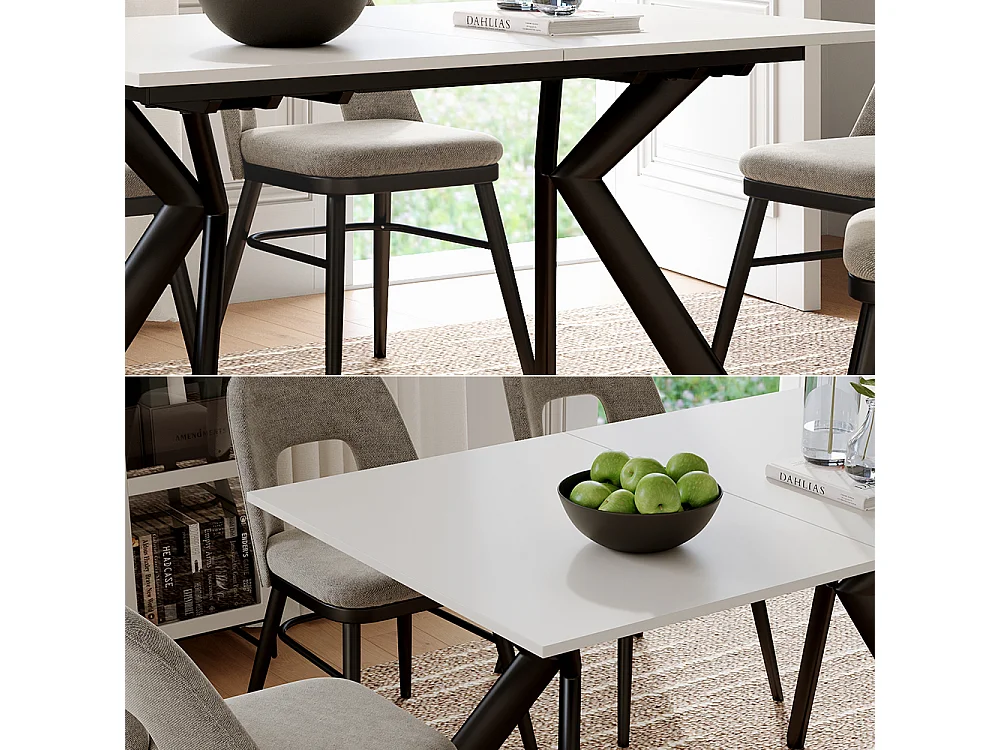 Table de salle à manger blanc/noir 140x90x76 trill