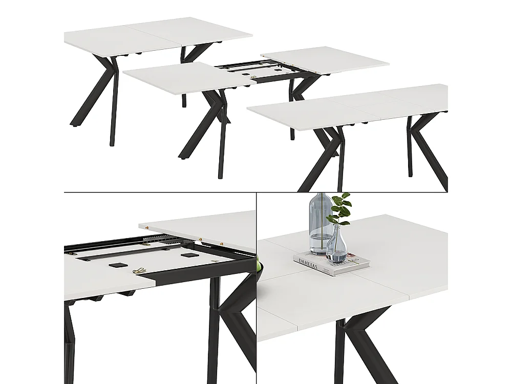 Table de salle à manger blanc/noir 140x90x76 trill