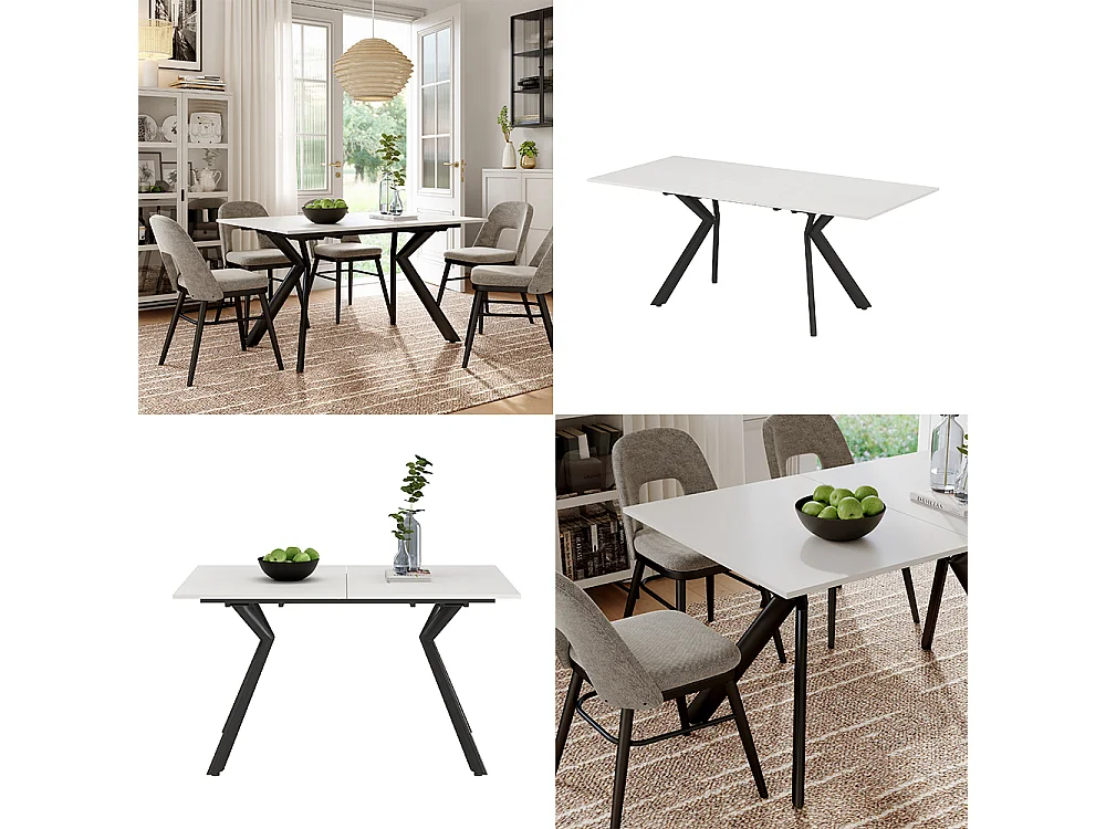 Table de salle à manger blanc/noir 140x90x76 trill