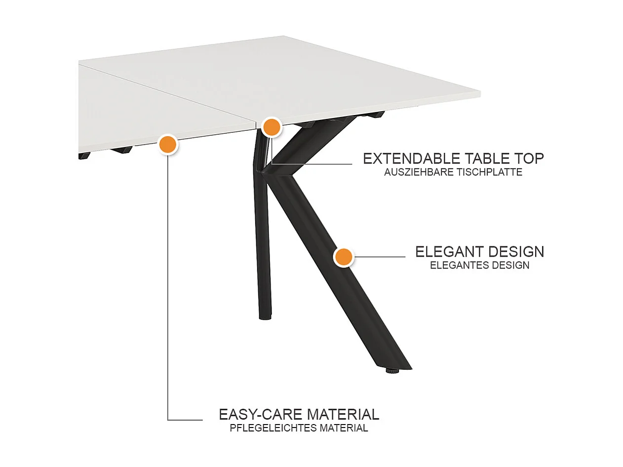 Table de salle à manger blanc/noir 140x90x76 trill