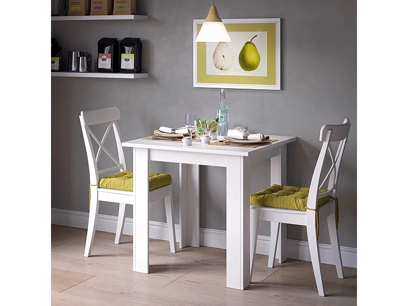 Table de salle à manger blanc 80x80x76.6 karlos