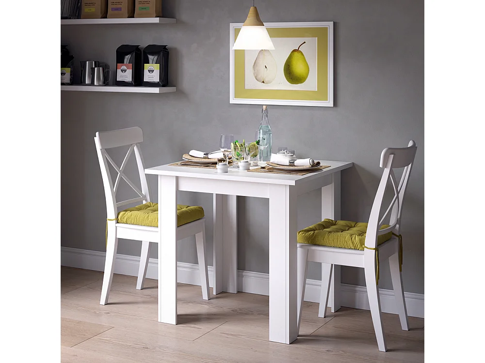 Table de salle à manger blanc 80x80x76.6 karlos