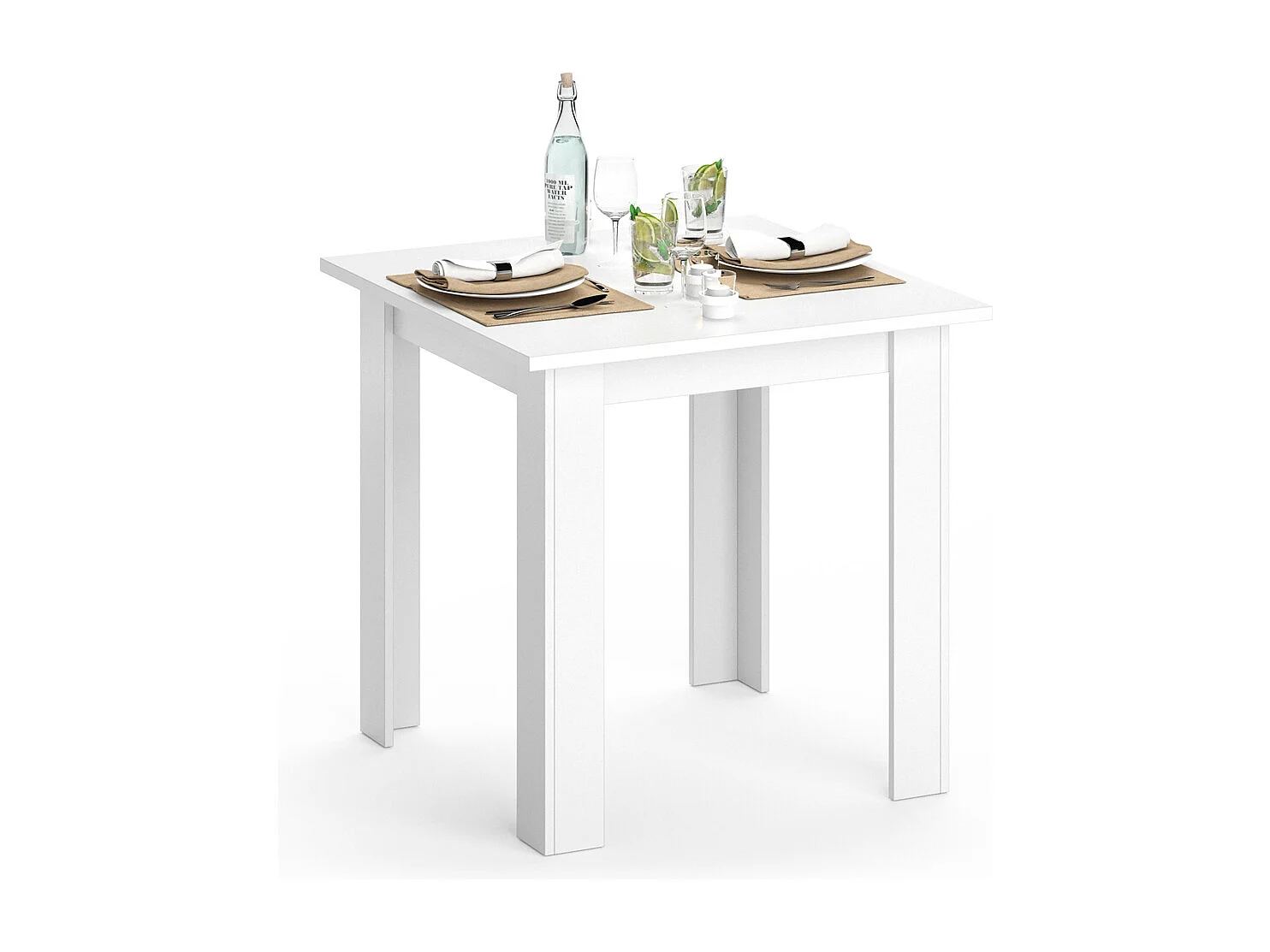 Table de salle à manger blanc 80x80x76.6 karlos